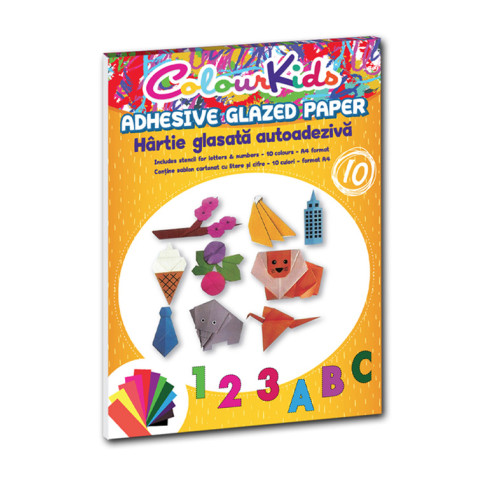 Hârtie glasată Colour KIDS A4 10 culori Adezivă Hârtie glasată Colour KIDS A4 10 culori Adezivă