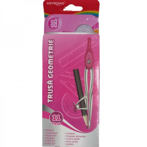 Trusă geometrie metal 11 piese Keyroad