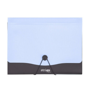 Mapă Strigo PP, A4, 13 compartimente, închidere cu elastic, clips metalic, albastru