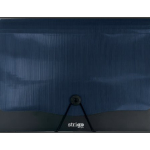 Mapă Strigo PP, A4, 13 compartimente, închidere cu elastic, clips metalic,bleumarin