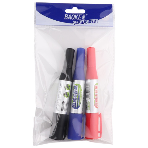 Marker Permanent BAOKE JUMBO 3buc/set 2 capete mixt