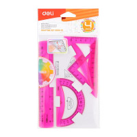 Set Geometrie 4 Piese Color (Rig.15, Ech.6 si 5, Rap.10 cm) Deli