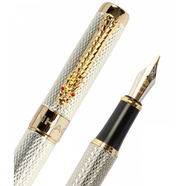 Stilou DRAGON argintiu Peniță Iridium GOLD Stilou DRAGON argintiu Peniță Iridium GOLD