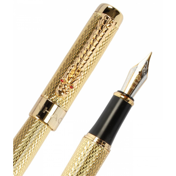 Stilou DRAGON argintiu auriu Peniță Iridium GOLD Stilou DRAGON argintiu auriu Peniță Iridium GOLD