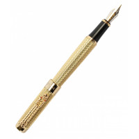 Stilou DRAGON argintiu auriu Peniță Iridium GOLD