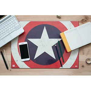 Mousepad profesional pentru gaming si birou Marvel Captain America Shield antiderapant, impermeabil, 50x35 cm
