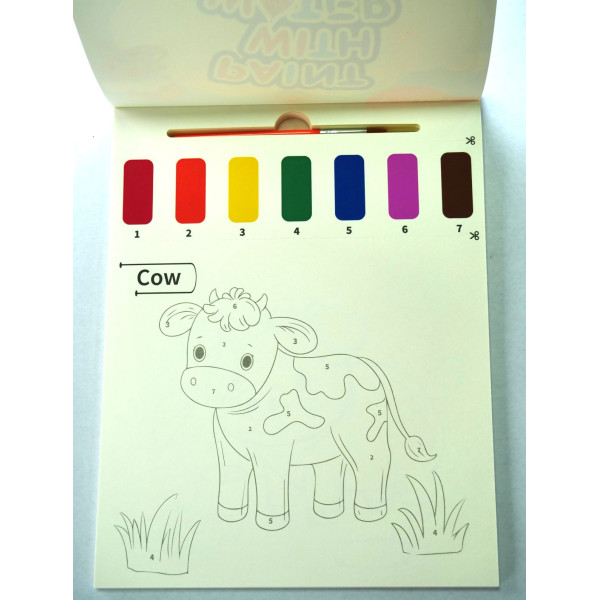 Carte de colorat cu acuarele Farm animals - Y-plus