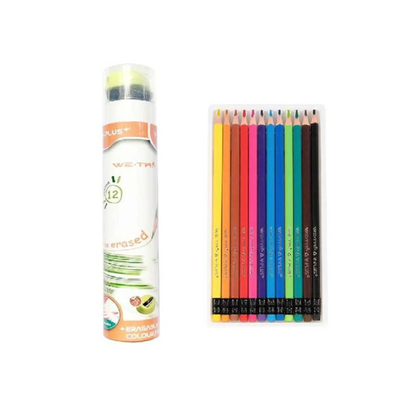 Creioane Color Erasable We-Tri - in cutie tip cilindru- set 12 buc – Y-PLUS