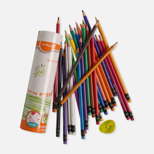 Creioane Color Erasable We-Tri - in cutie tip cilindru- set 24 buc – Y-PLUS