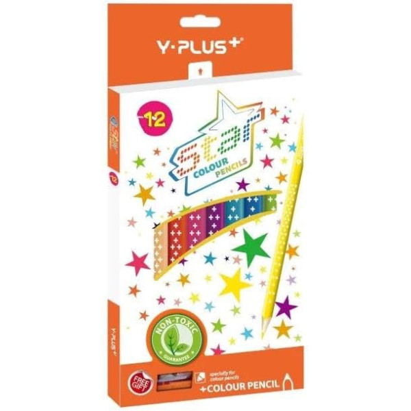 Creioane Color Star- set 12 buc + ascutitoare – Y-PLUS