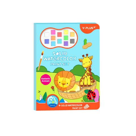 Carte de colorat cu 2 pensule si acuarele - Fantastic animals - Y-Plus