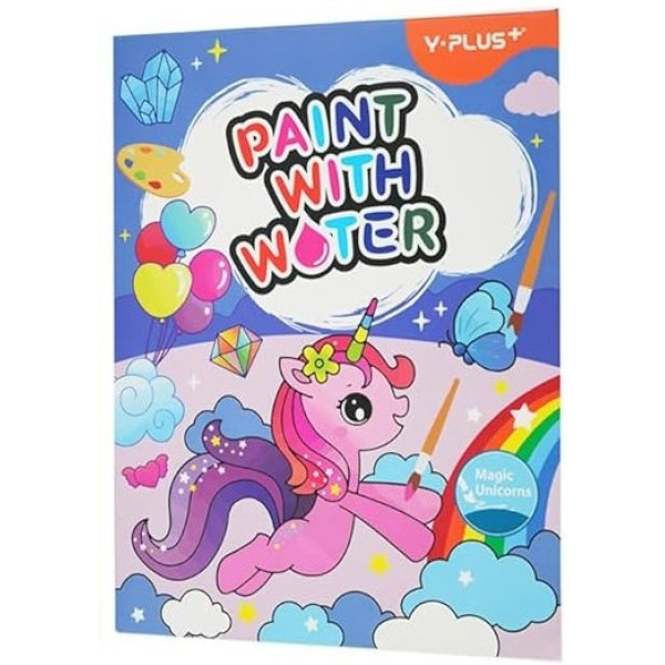 Carte de colorat cu acuarele Magic Unicorns - Y-plus