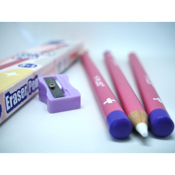 Set 3 Buc Radieră Tip Creion Roz + Ascuțitoare – Y-Plus