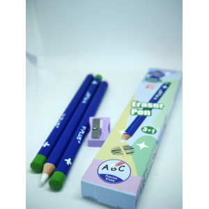 Set 3 Buc Radieră Tip Creion Blue + Ascuțitoare – Y-Plus