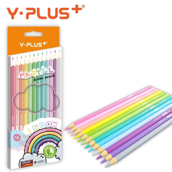 Creioane color pastel Rainbow - 12 buc - Y-Plus