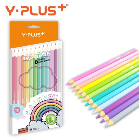Creioane Color Pastel Jumbo - Rainbow – 12 buc – Y-Plus