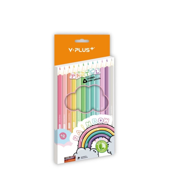 Creioane Color Pastel Jumbo - Rainbow – 12 buc – Y-Plus