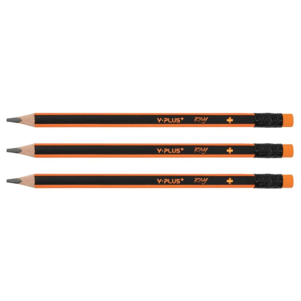 Creion triunghiular Jumbo Ray 11mm – HB cu Radieră – Y-PLUS