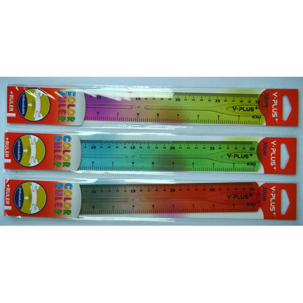 Rigla plastic color 30 cm – Unbreakable – Y-plus