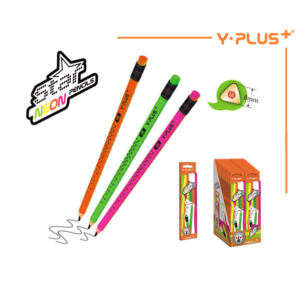 Creion Grafit Star Neon – HB cu Radieră – Y-PLUS