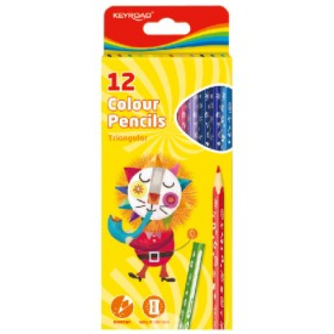 Creioane Lungi 12 Culori KEYROAD, Triunghiulare, KR971273