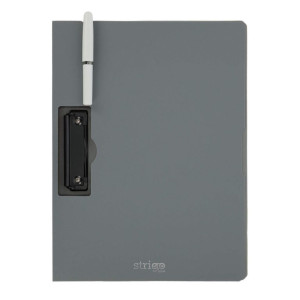 Clipboard Strigo vertical A4 cu clip metalic lateral, suport stilou, gri