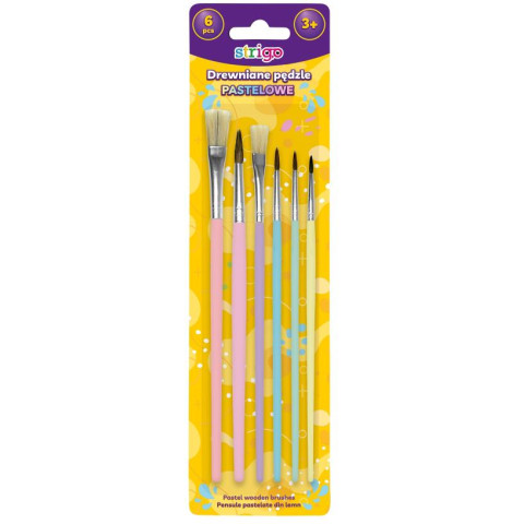 Set 6 pensule Strigo, Pastel, dimensiuni diferite