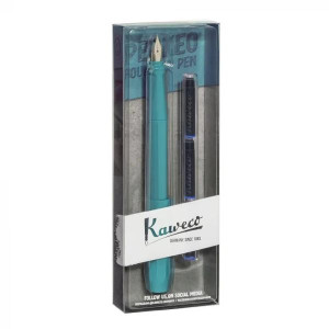 Stilou Kaweko Perkeo, breezy teal, penita M, pachet 3 rezerve 