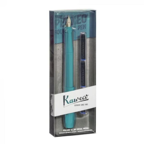 Stilou Kaweko Perkeo, breezy teal, penita M, pachet 3 rezerve 