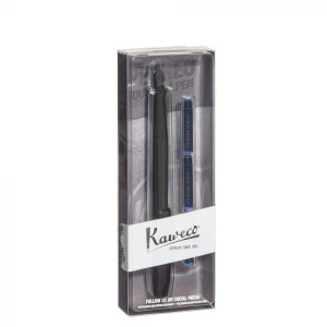 Stilou Kaweco PERKEO All Black, penita M, pachet cu 3 rezerve