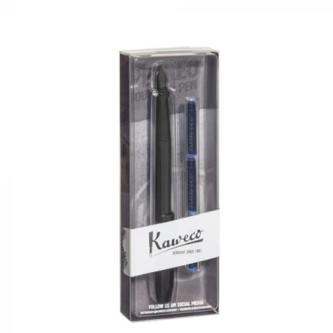 Stilou Kaweco PERKEO All Black, penita M, pachet cu 3 rezerve