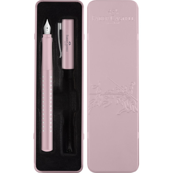 Set cadou stilou Faber-Castell Sparkle, penita M, rose metalic