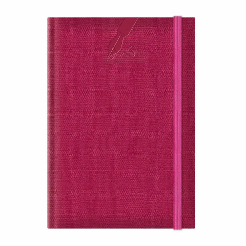 Agendă nedatată A5 Colere, elastic, hârtie albă, copertă fucsia