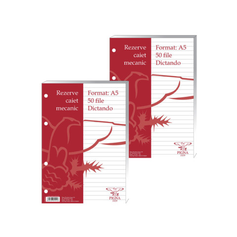 Rezerve caiet mecanic A5 clasic, dictando 50file alb