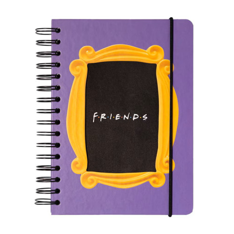 Agendă FRIENDS, A5, 90 de file, spirală exterioară, cu elastic și buzunar interior, produs licențiat