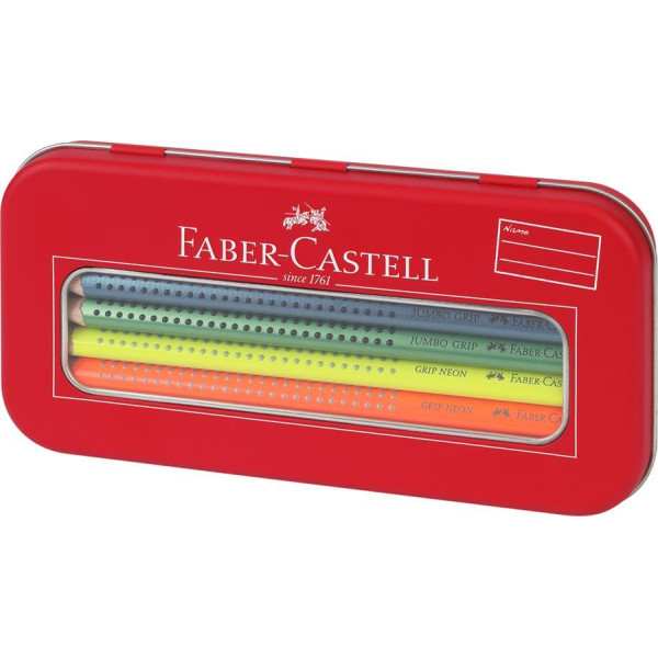Set Cadou 12 Culori Metalizate și Neon Jumbo Grip Faber-Castell