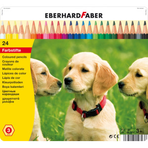 Creioane colorate 24 culori cutie metal Eberhard Faber