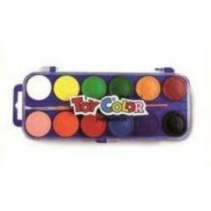 Acuarele 12 culori, set cu pensulă, Toy Color