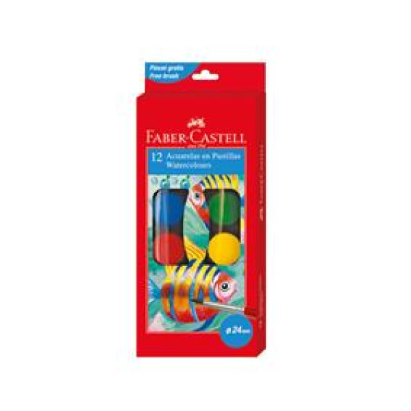 Acuarele 12 culori pensulă Faber-Castell