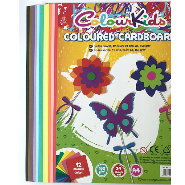 Carton color A4 160gr 24 coli 12 culori Colour Kids