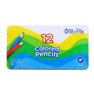 Creioane 12 culori, cutie metalică, Marco 1100