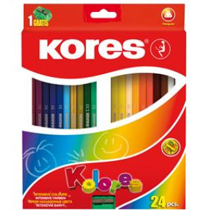 Creioane colorate 24 culori cu ascuțitoare triunghiulară