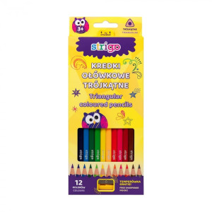 Creioane colorate Strigo cu ascuțitoare, 12 culori