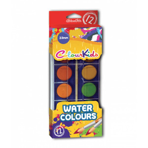 Acuarele semi-uscate 12 culori/set 23 mm Colour Kids (cu pensulă)
