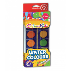 Acuarele semi-uscate 12 culori/set 27 mm Colour Kids (cu pensulă)