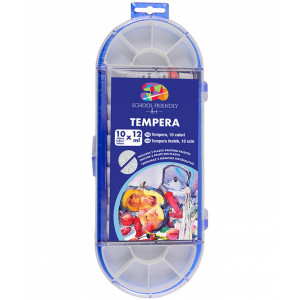 Tempera 10 culori cutie plastic cu pensulă 12 ml SFART