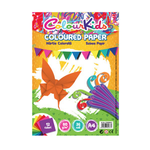 Hârtie color. A4 80gr 36 coli 12 culori Colour Kids