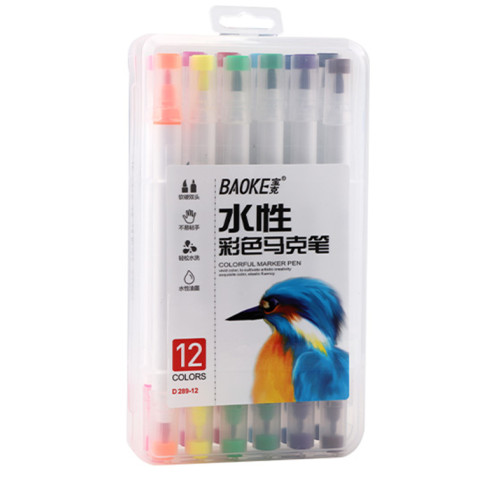 Markere artiști BAOKE 2 vârfuri 6-1mm, pe baza de apa, 12 culori, mixt