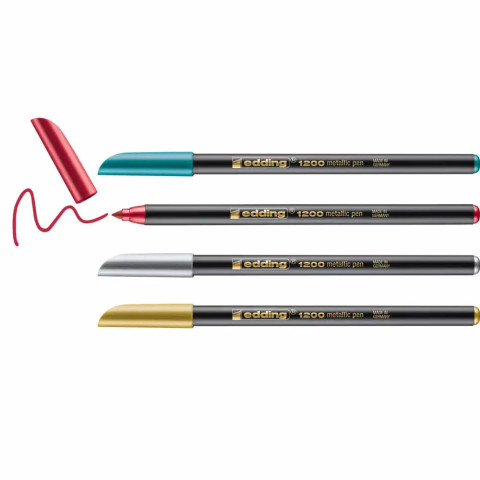 Marker Edding 1200 tip cariocă vârf 1-3 mm 4 culori metalizate, blister