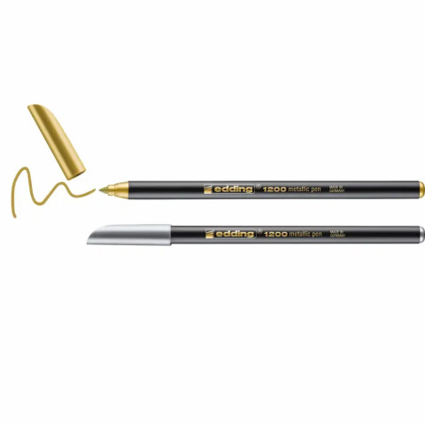 Marker Edding 1200 tip cariocă, vârf 1-3 mm auriu/argintiu blister